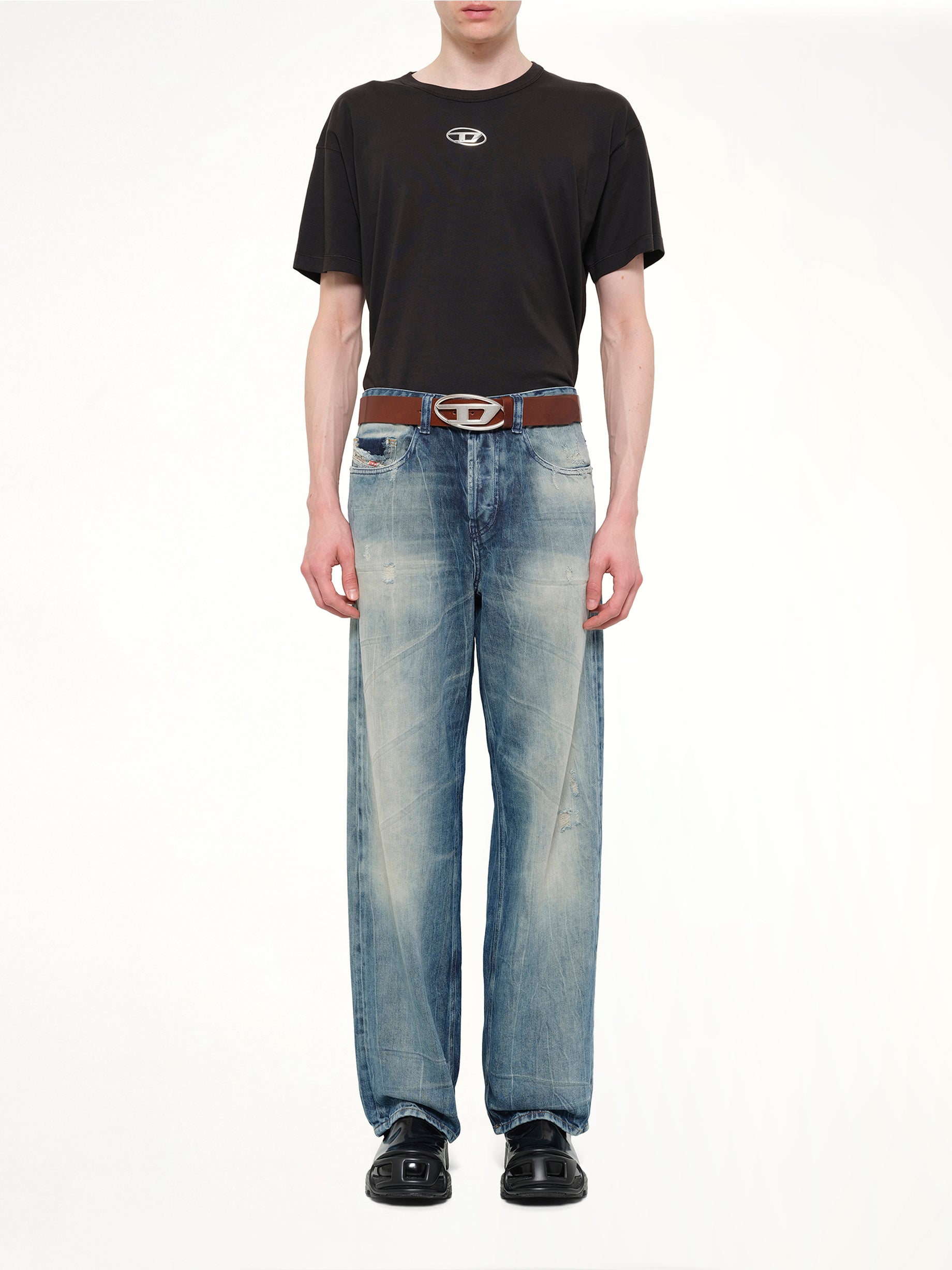 DIESEL 2001 D-MACRO Jeans in Washed Blue Model View from MARAIS