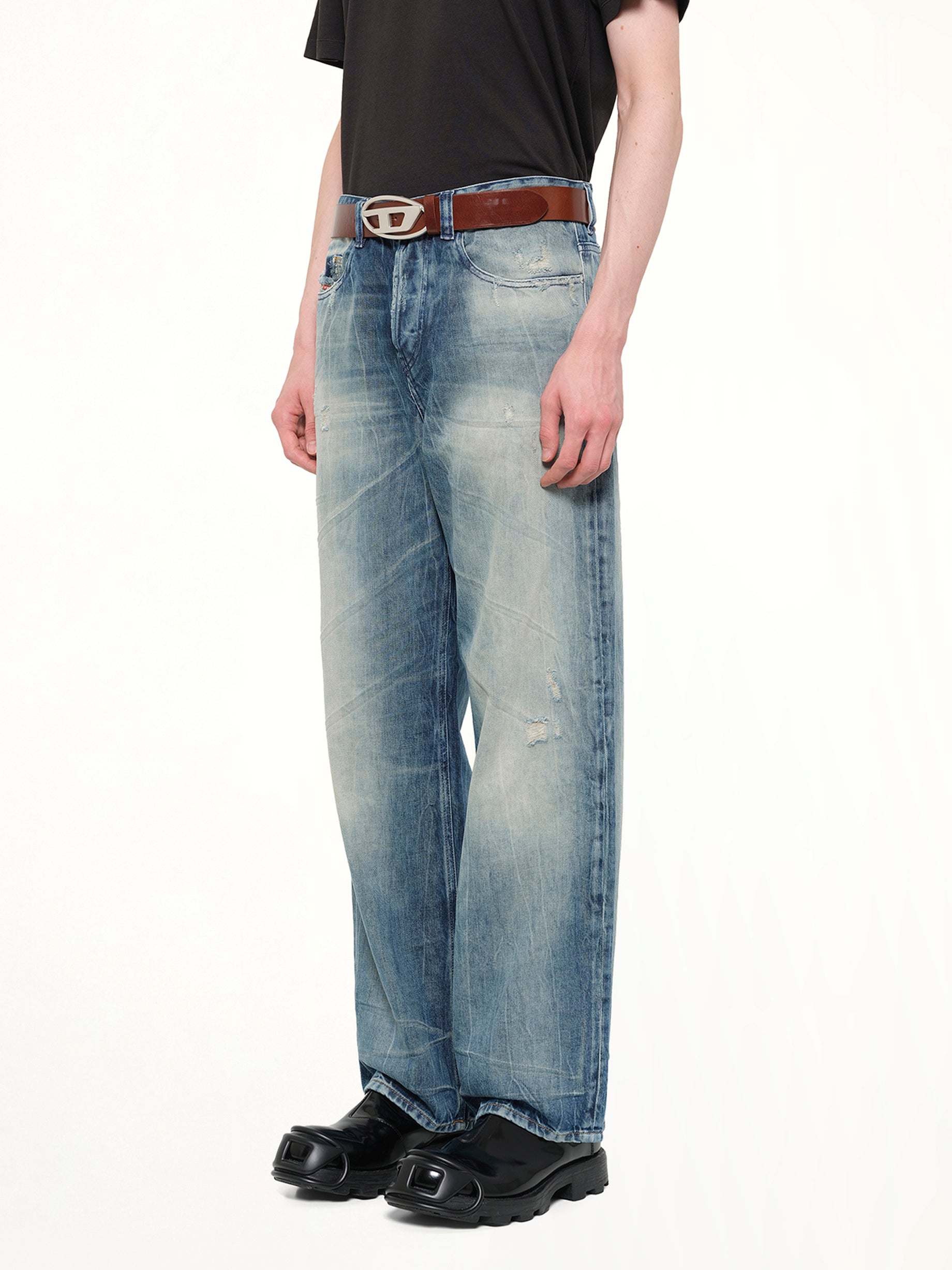 DIESEL 2001 D-MACRO Jeans in Washed Blue Side View from MARAIS