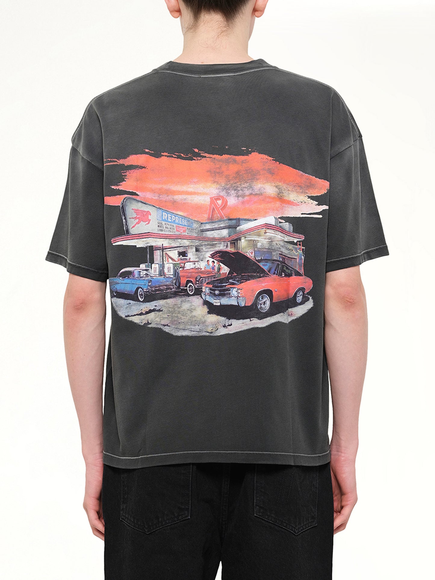 24 Hour Service T-Shirt in Stained Black