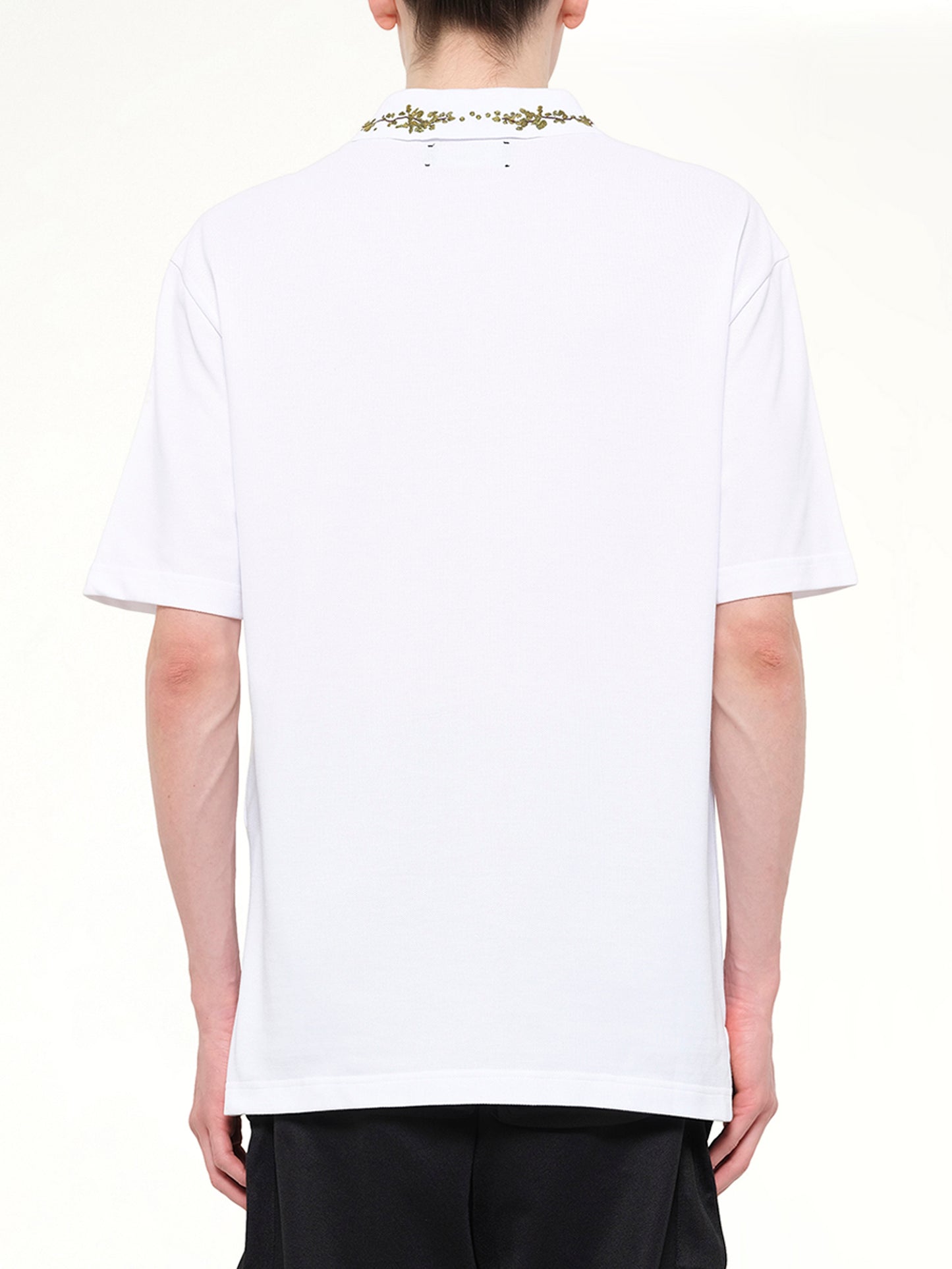 Amiri Floral Collar Polo in White