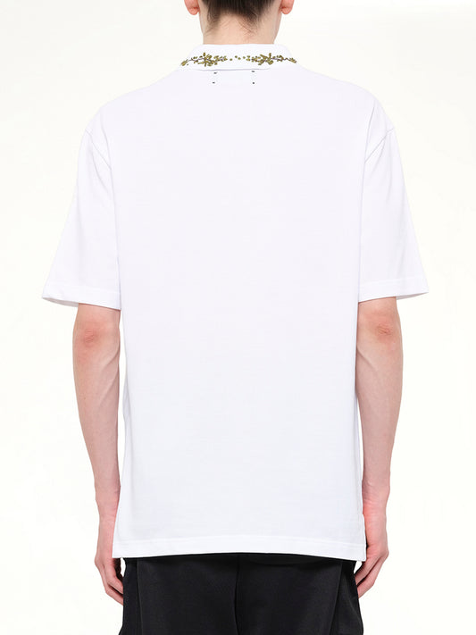 Amiri Floral Collar Polo in White