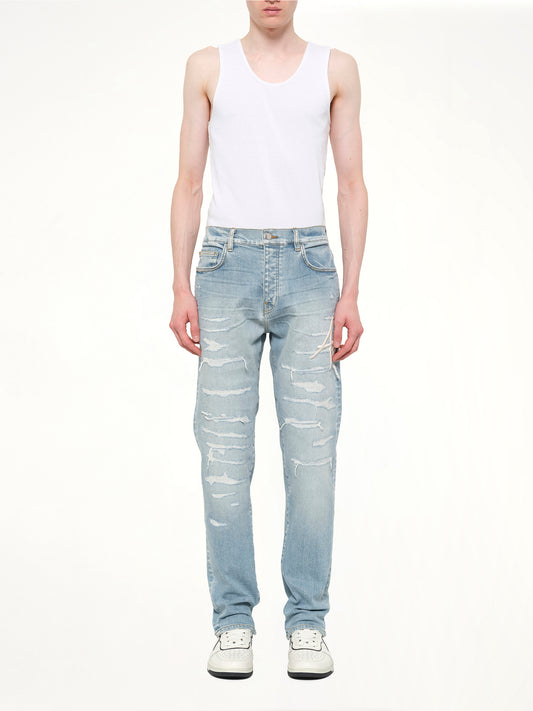 Amiri Repaired Slim Jean in Worn Slate