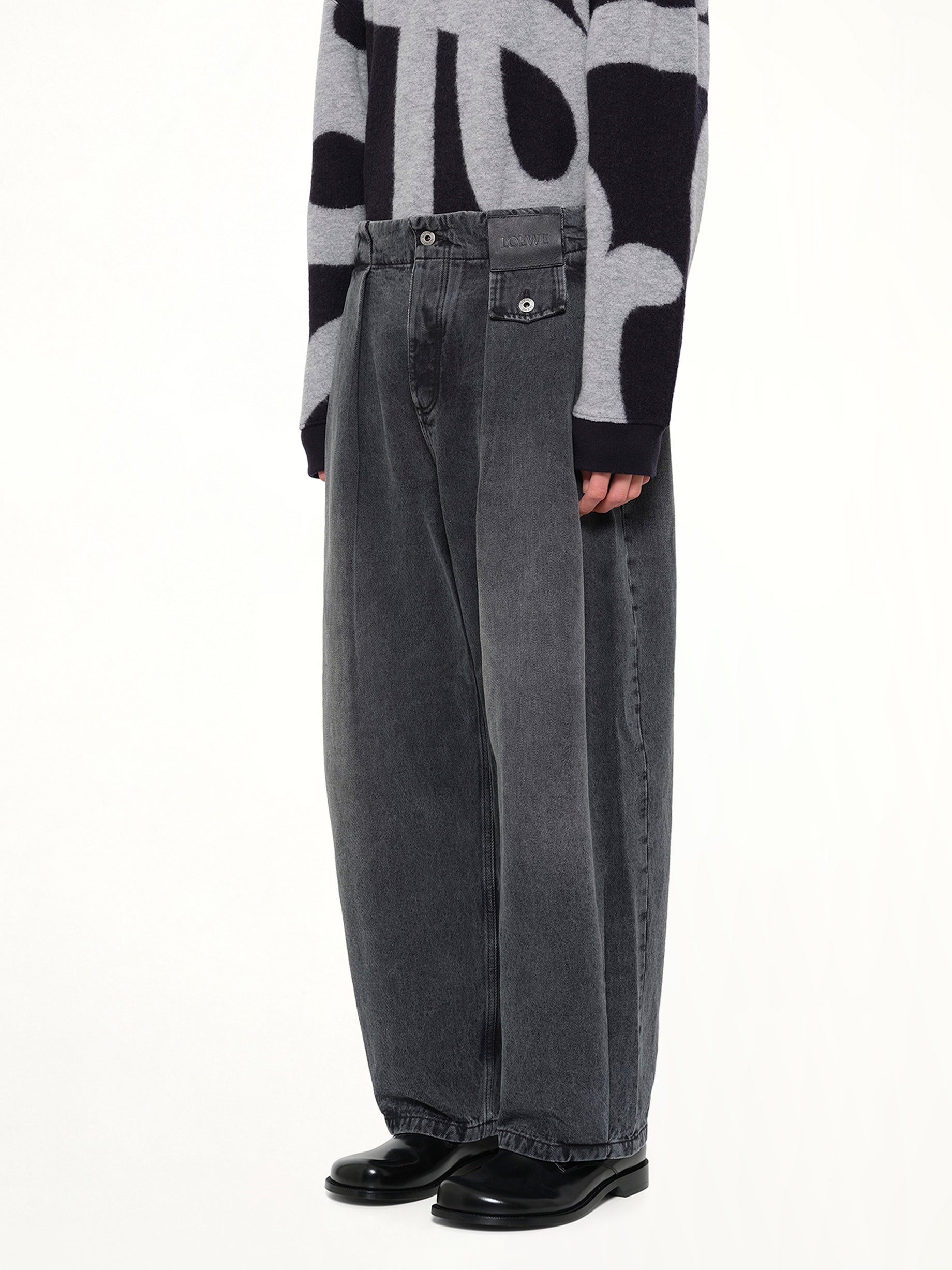 LOEWE , Belted Jeans AF in Black Side View from MARAIS
