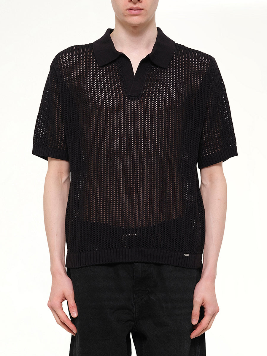 Beverly Knit Polo in Jet Black