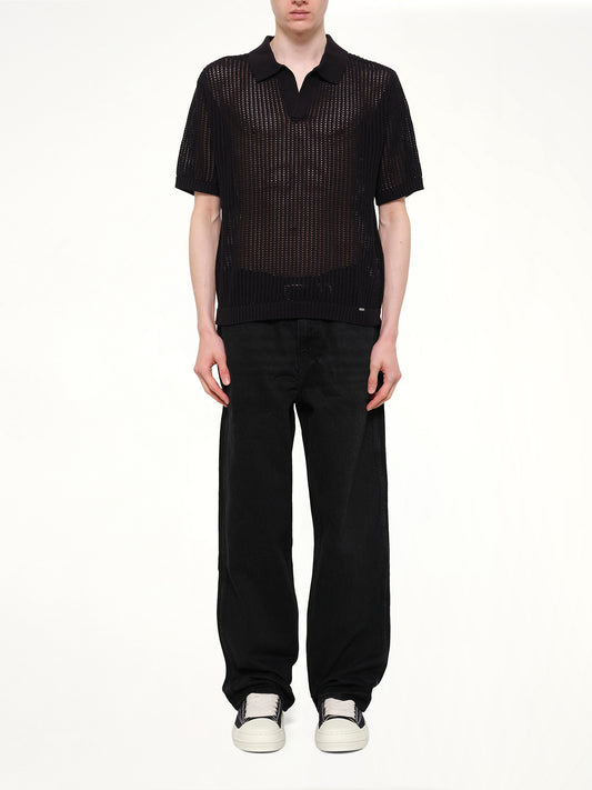 Beverly Knit Polo in Jet Black