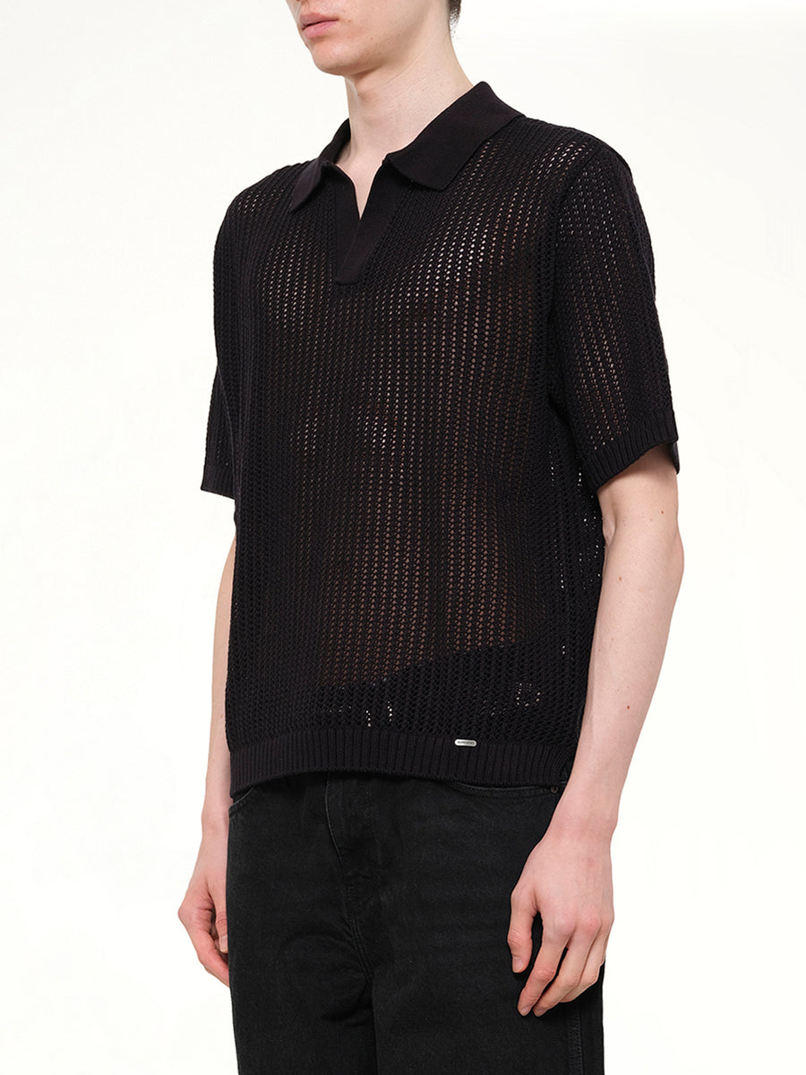 Beverly Knit Polo in Jet Black