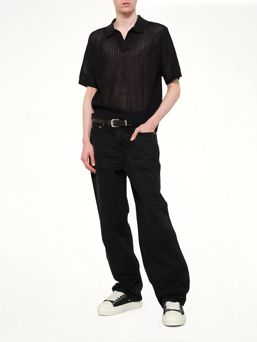 Beverly Knit Polo in Jet Black