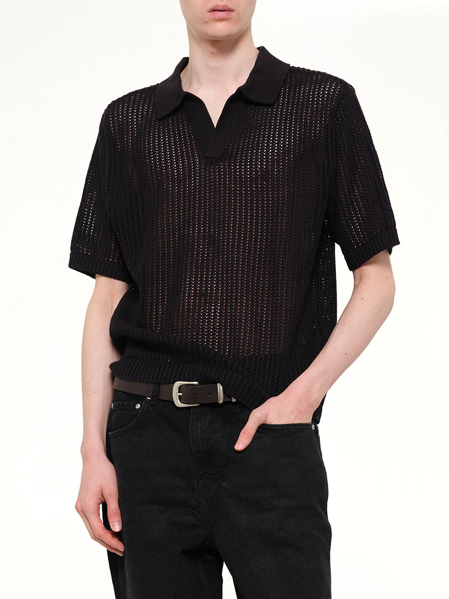 Beverly Knit Polo in Jet Black