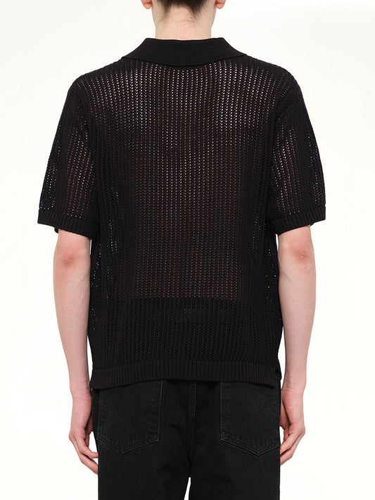 Beverly Knit Polo in Jet Black