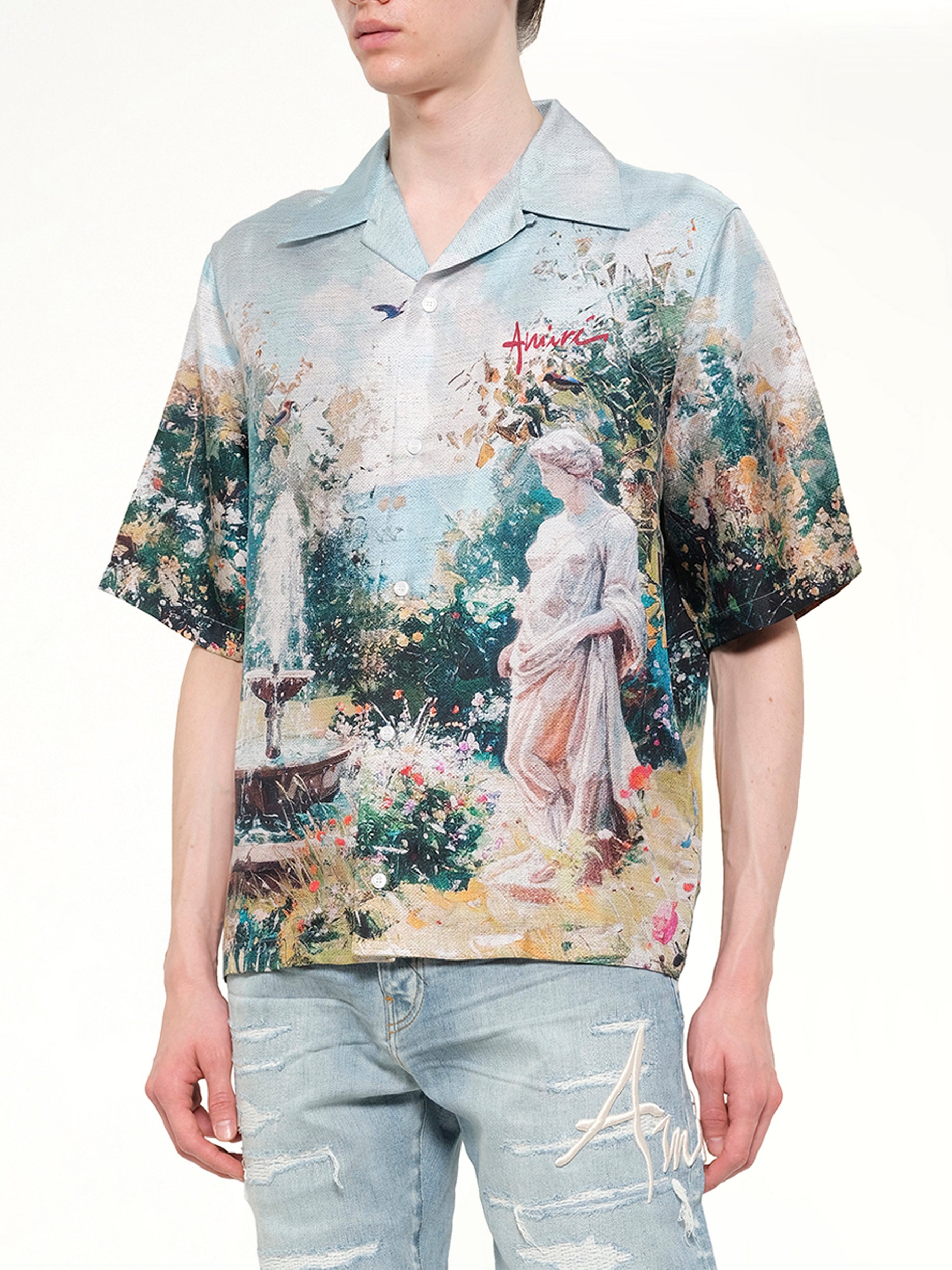 AMIRI Chateau Fountain Camp Shirt in Multicolour Detail Shot from MARAIS