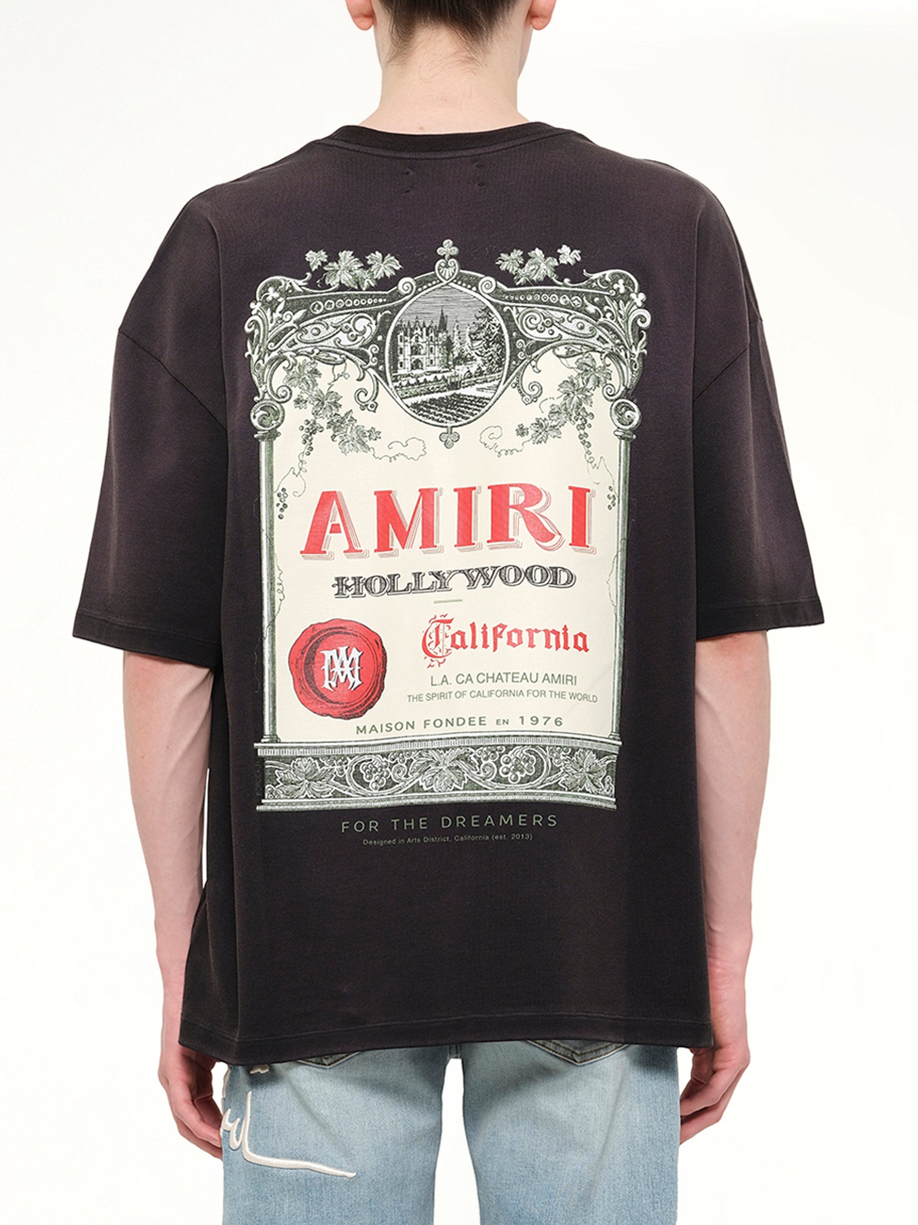 AMIRI Chateau Stamp Oversized T-Shirt in Black Back View from MARAIS