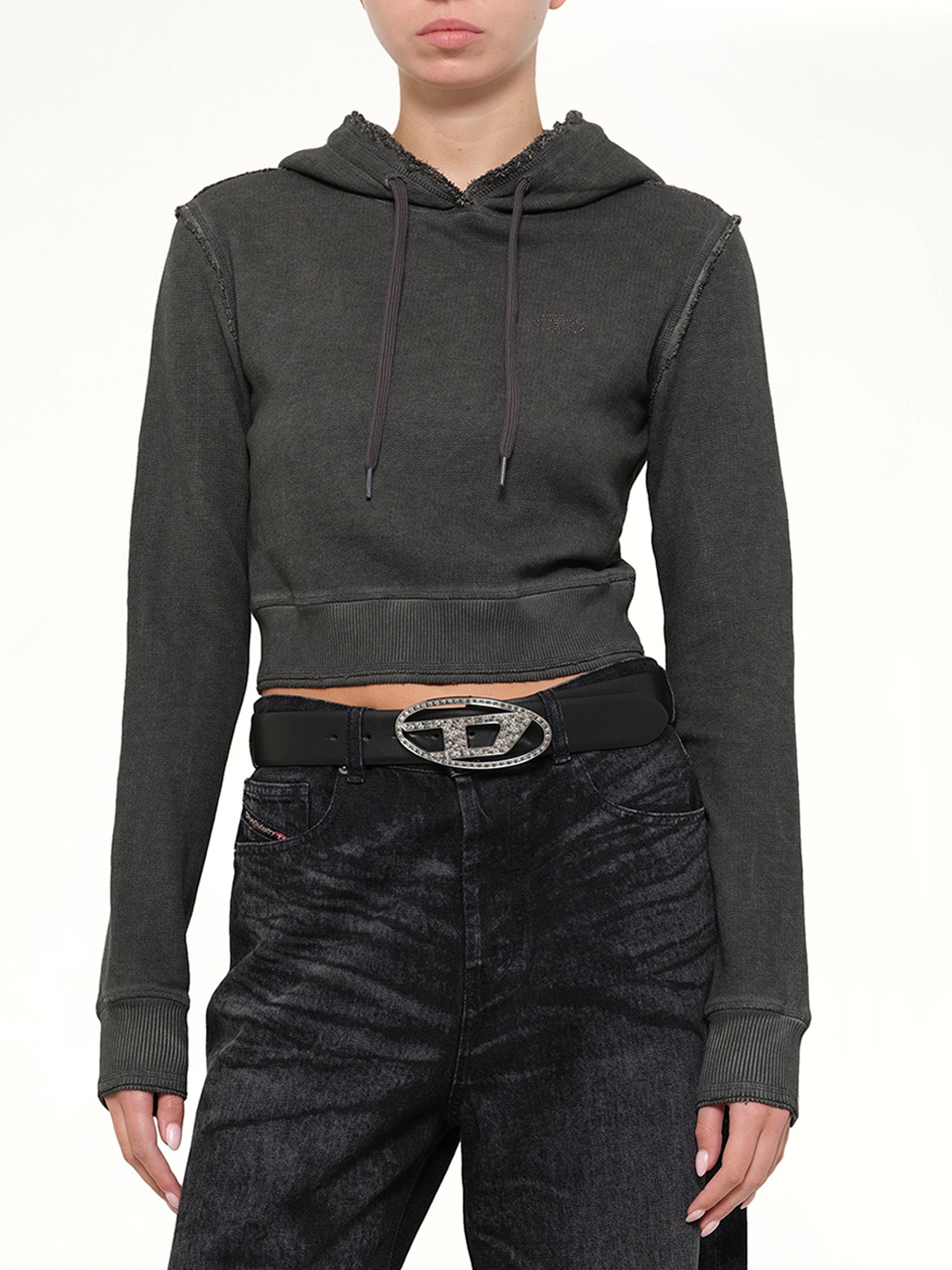 DIESEL F-SLIMMY-HOOD-S3 Hoodie in Grey Detail Shot from MARAIS