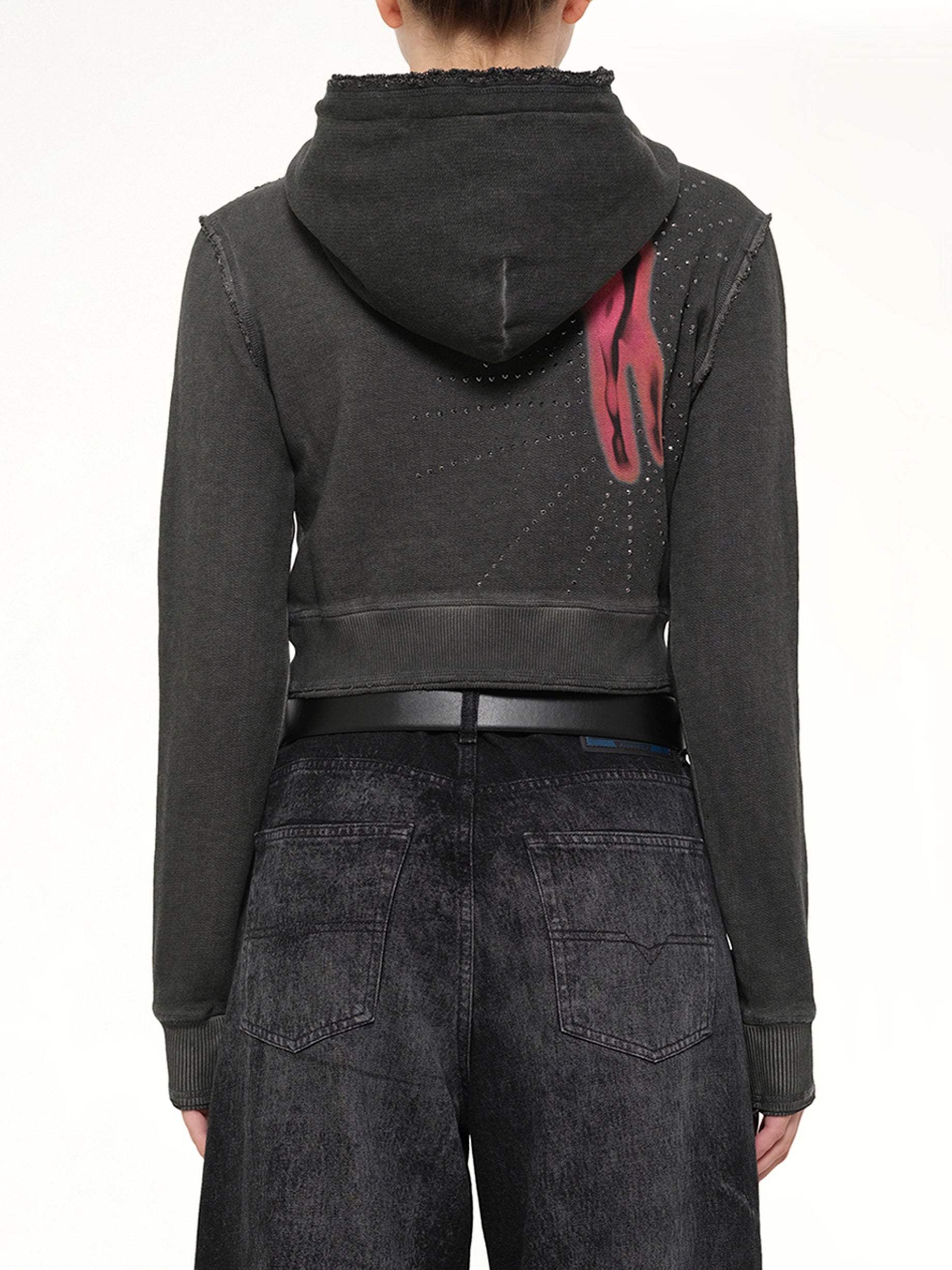DIESEL F-SLIMMY-HOOD-S3 Hoodie in Grey Back View from MARAIS