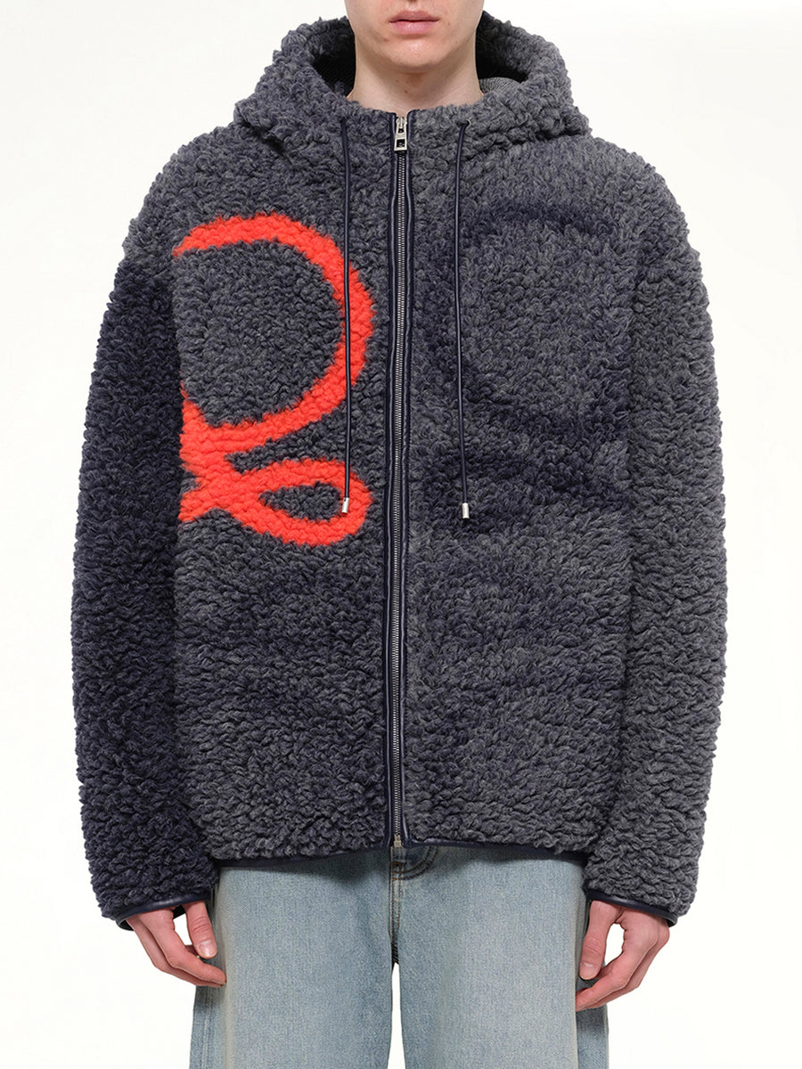 Hooded Jacket in Navy/Orange