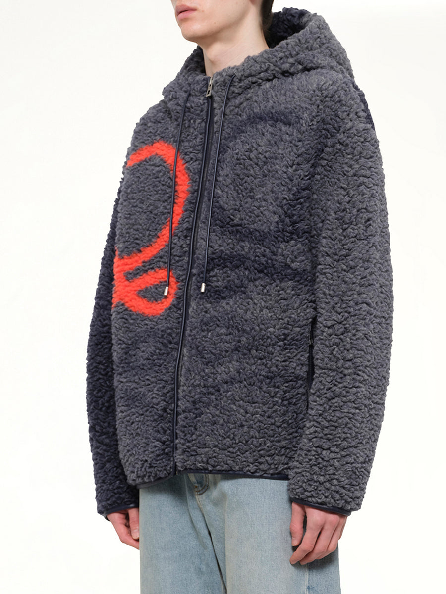 Hooded Jacket in Navy/Orange