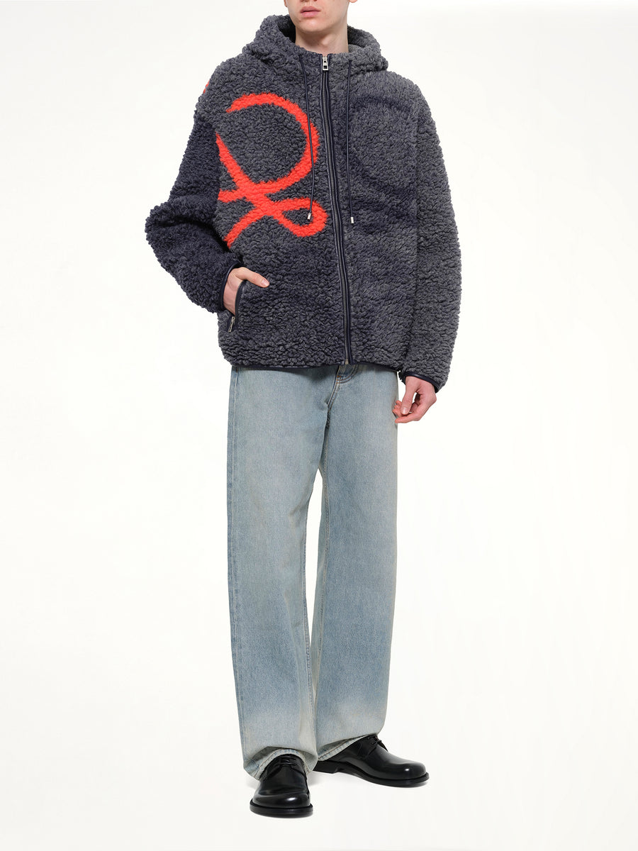 Hooded Jacket in Navy/Orange
