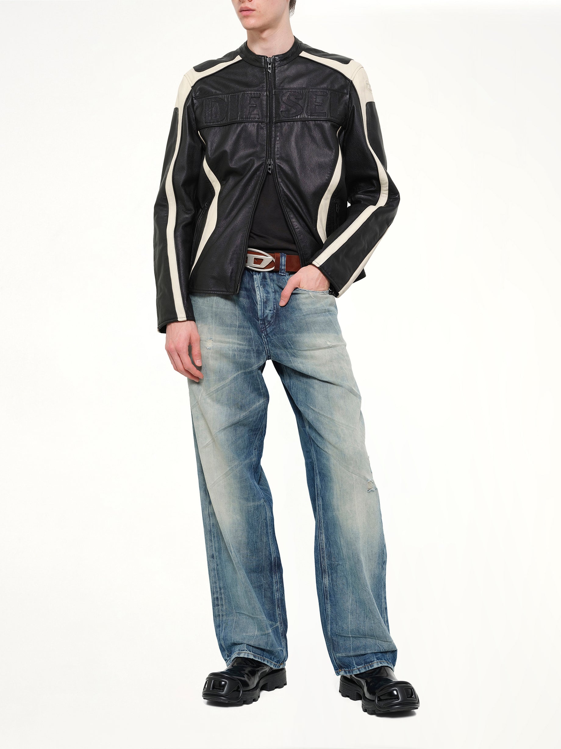 DIESEL L-ADAM Leather Jacket in Black Full Reference from MARAIS