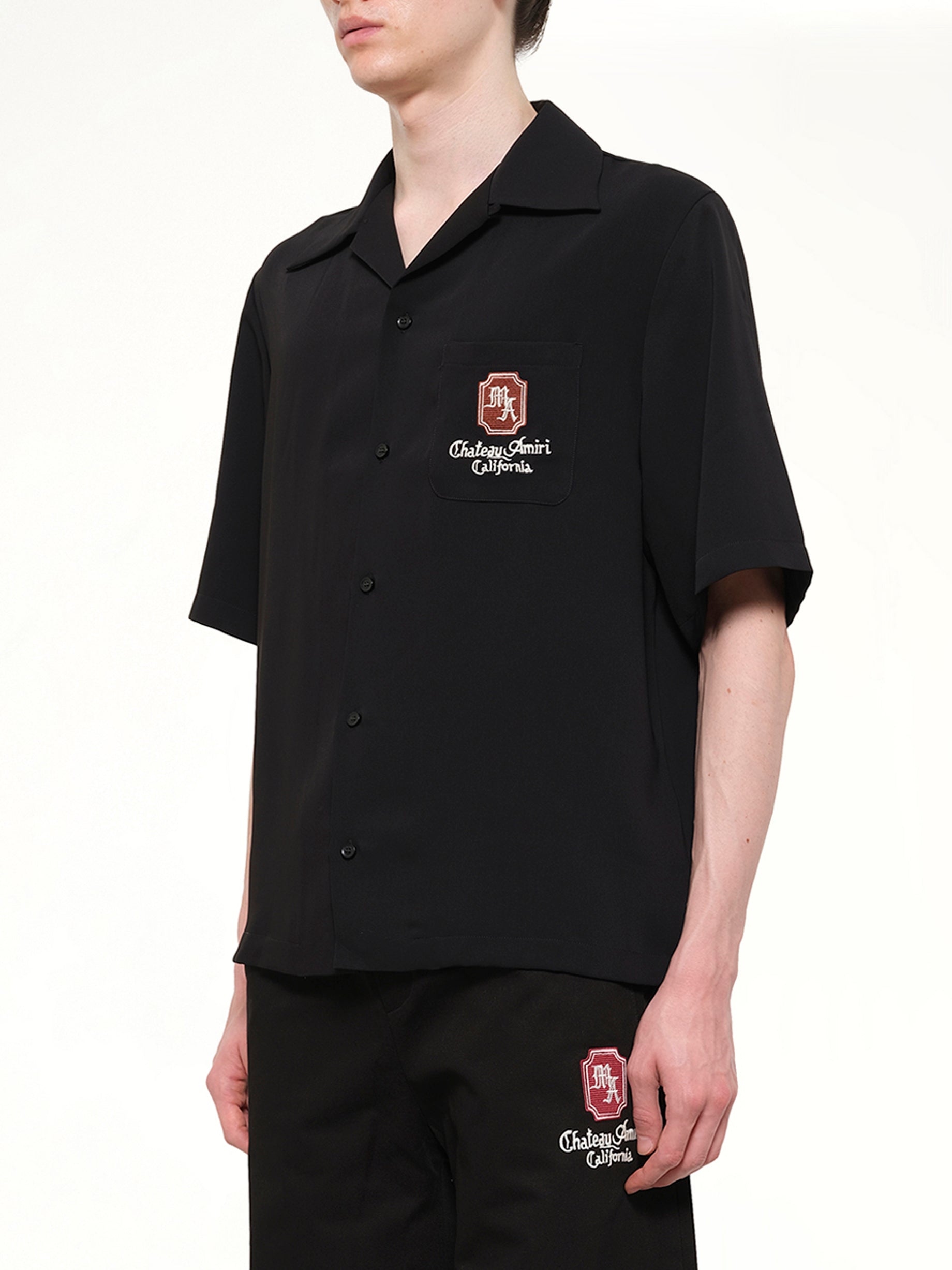 AMIRI MA Chateau Camp Shirt in Black Side View from MARAIS