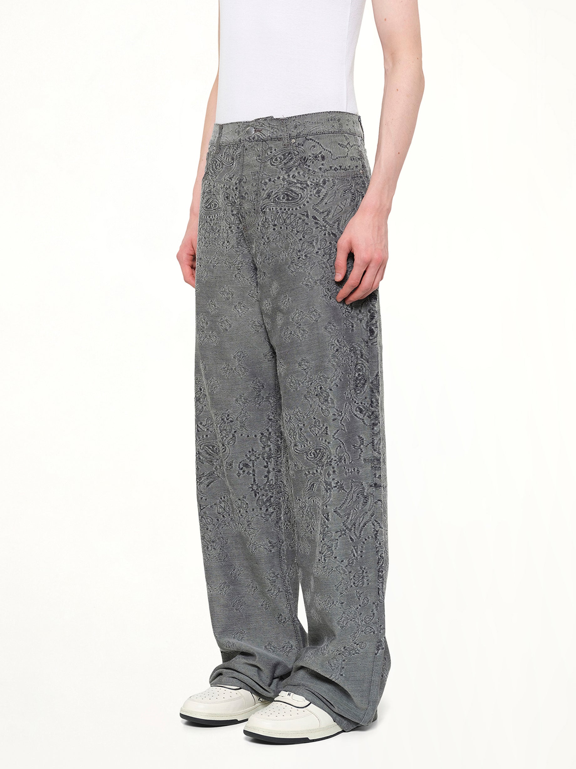 AMIRI , 
, MA Quad Bandana Baggy Jeans in Black Back View from MARAIS