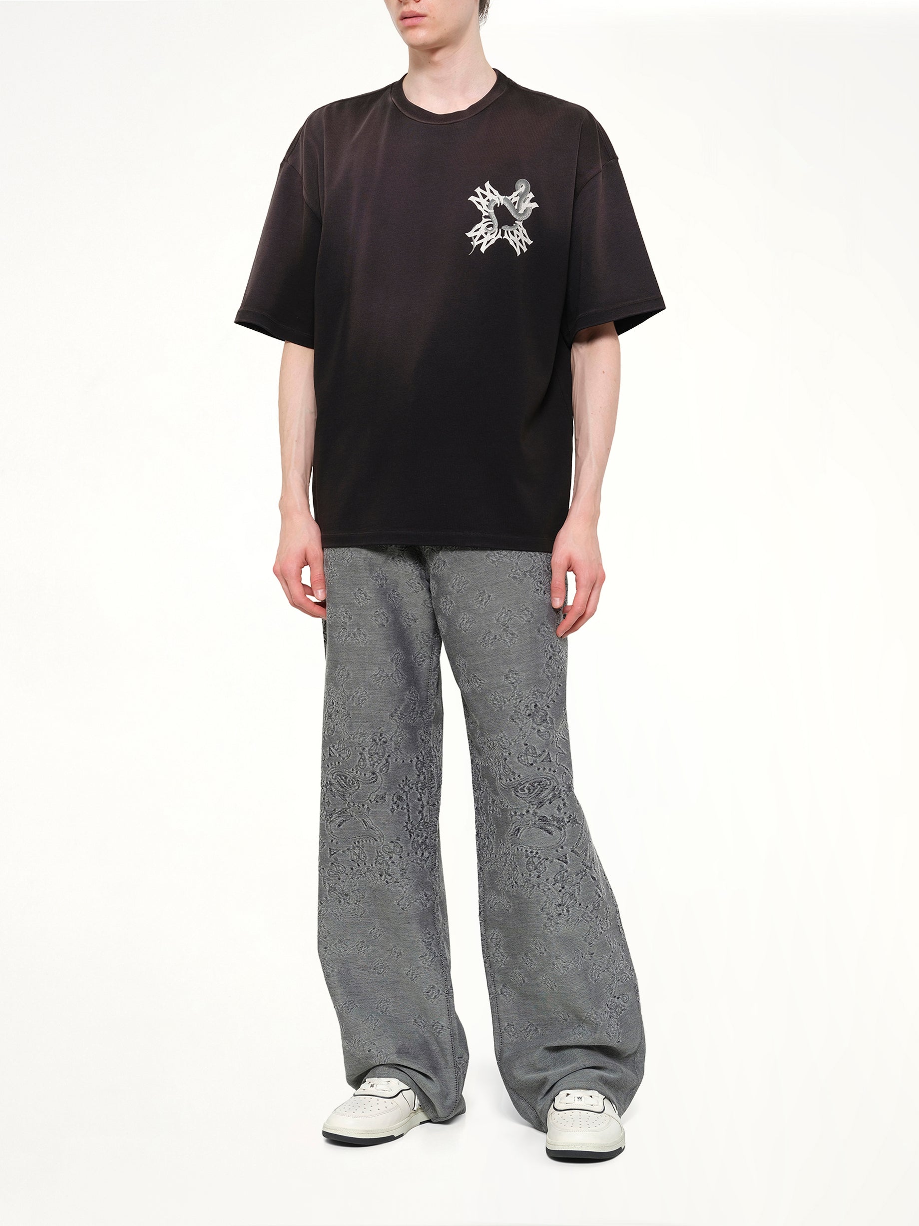 AMIRI , 
, MA Quad Bandana Baggy Jeans in Black With Strap from MARAIS