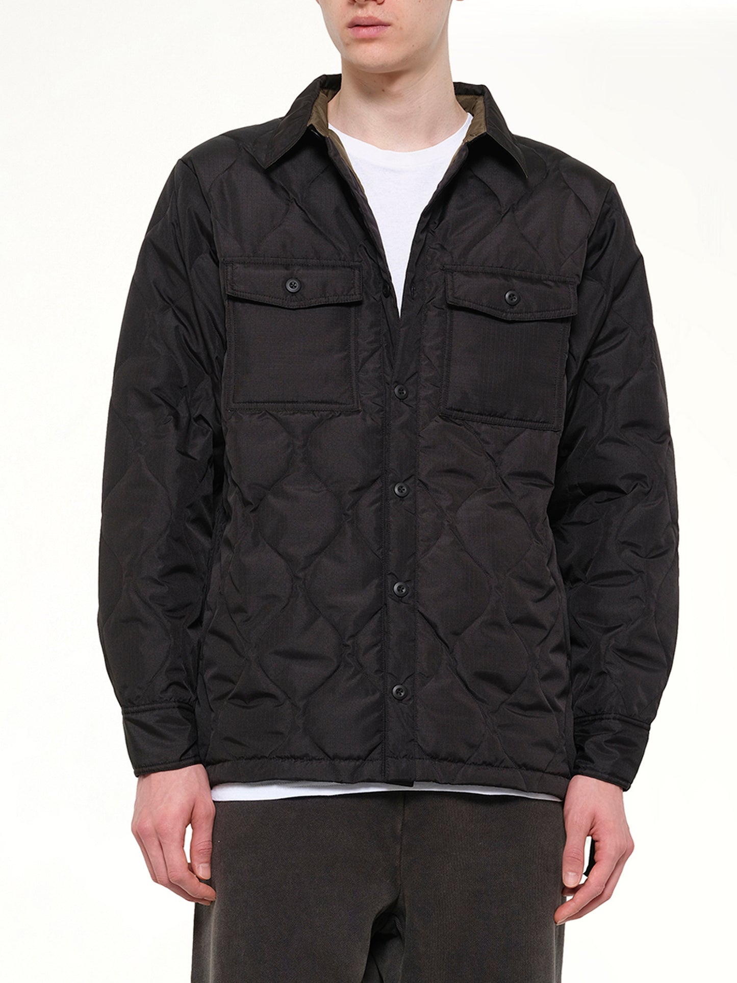 Military Down Shirt in Black