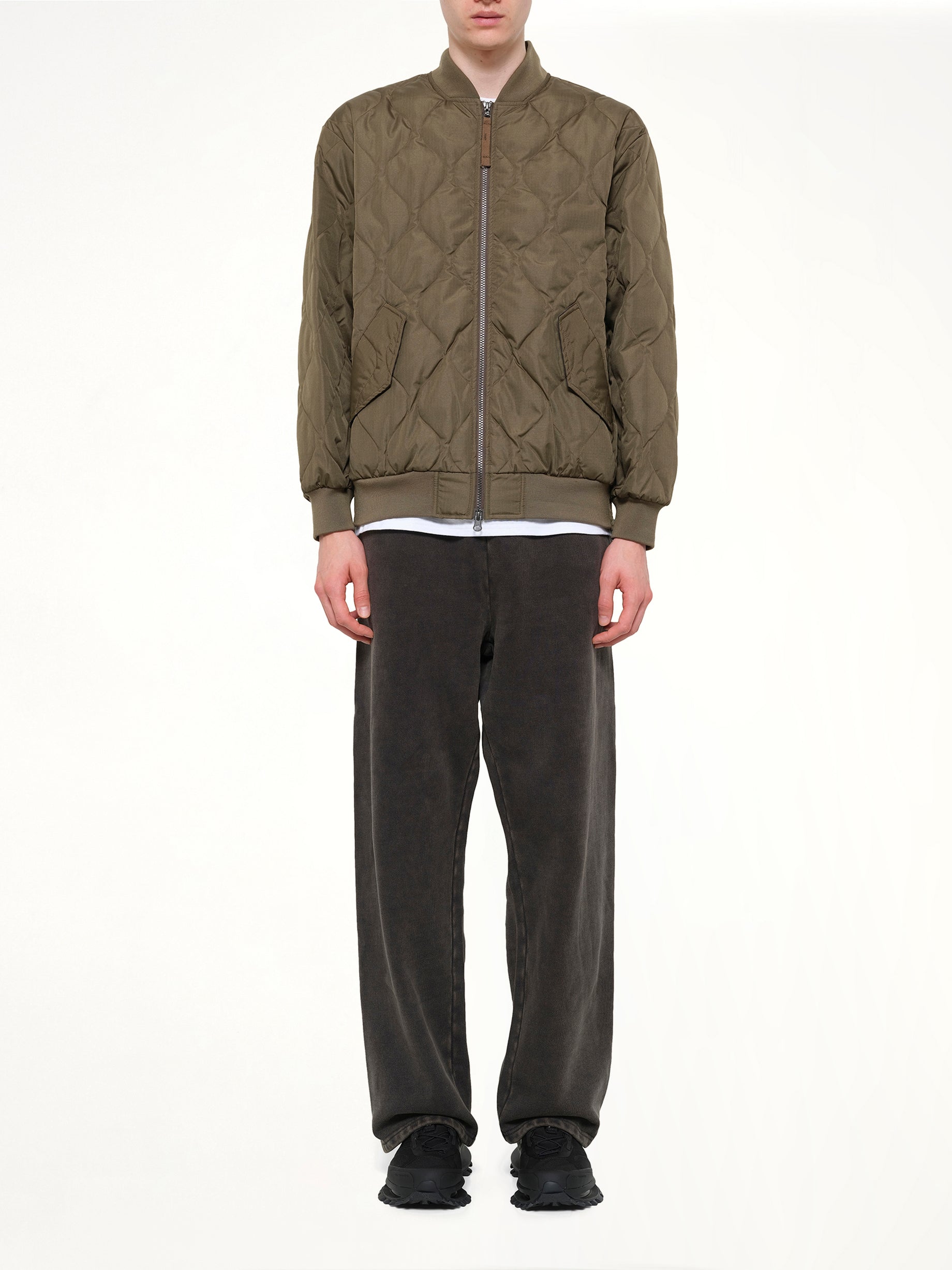 TAION Military MA-1 Type Down Jacket in Dark Olive Model View from MARAIS