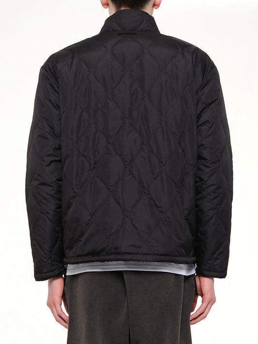 Military Reversible Down Boa Jacket in Black
