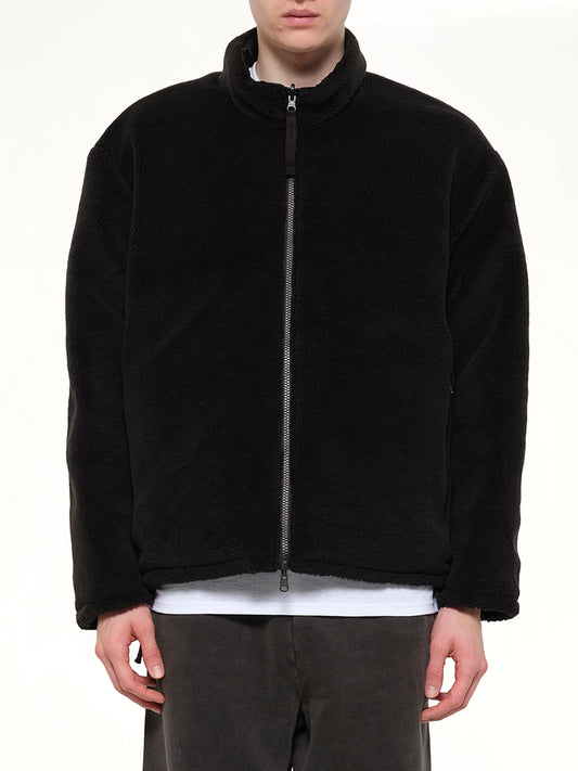 Military Reversible Down Boa Jacket in Black