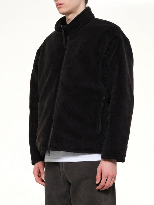 Military Reversible Down Boa Jacket in Black