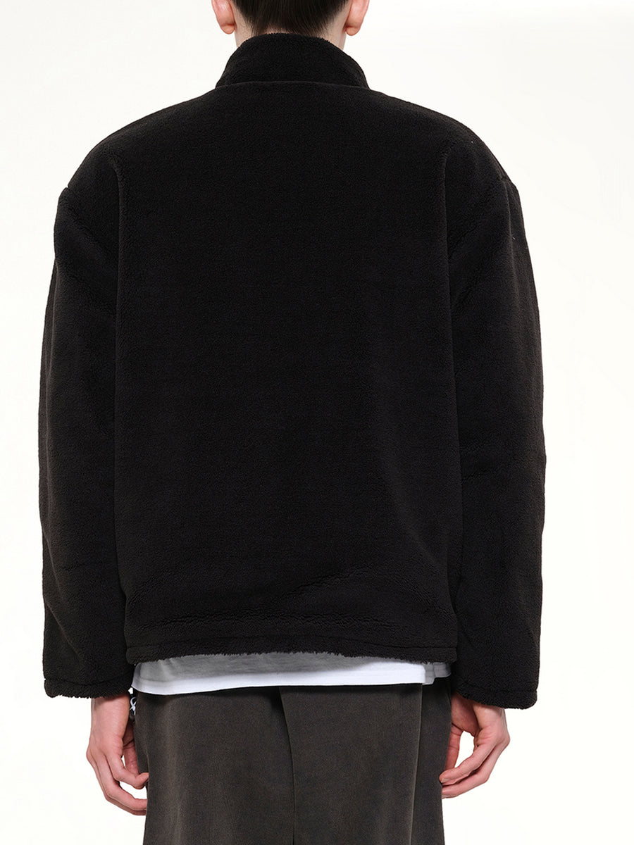 Military Reversible Down Boa Jacket in Black