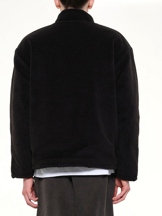 Military Reversible Down Boa Jacket in Black