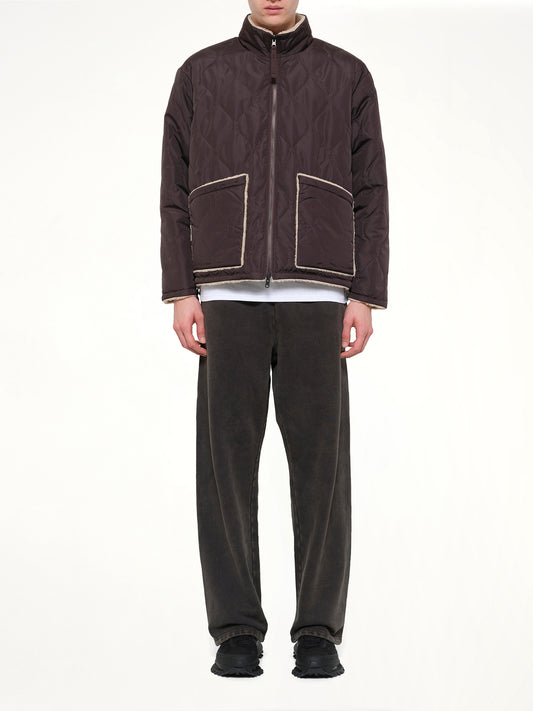 Military Reversible Down Boa Jacket in Dark Chocolate