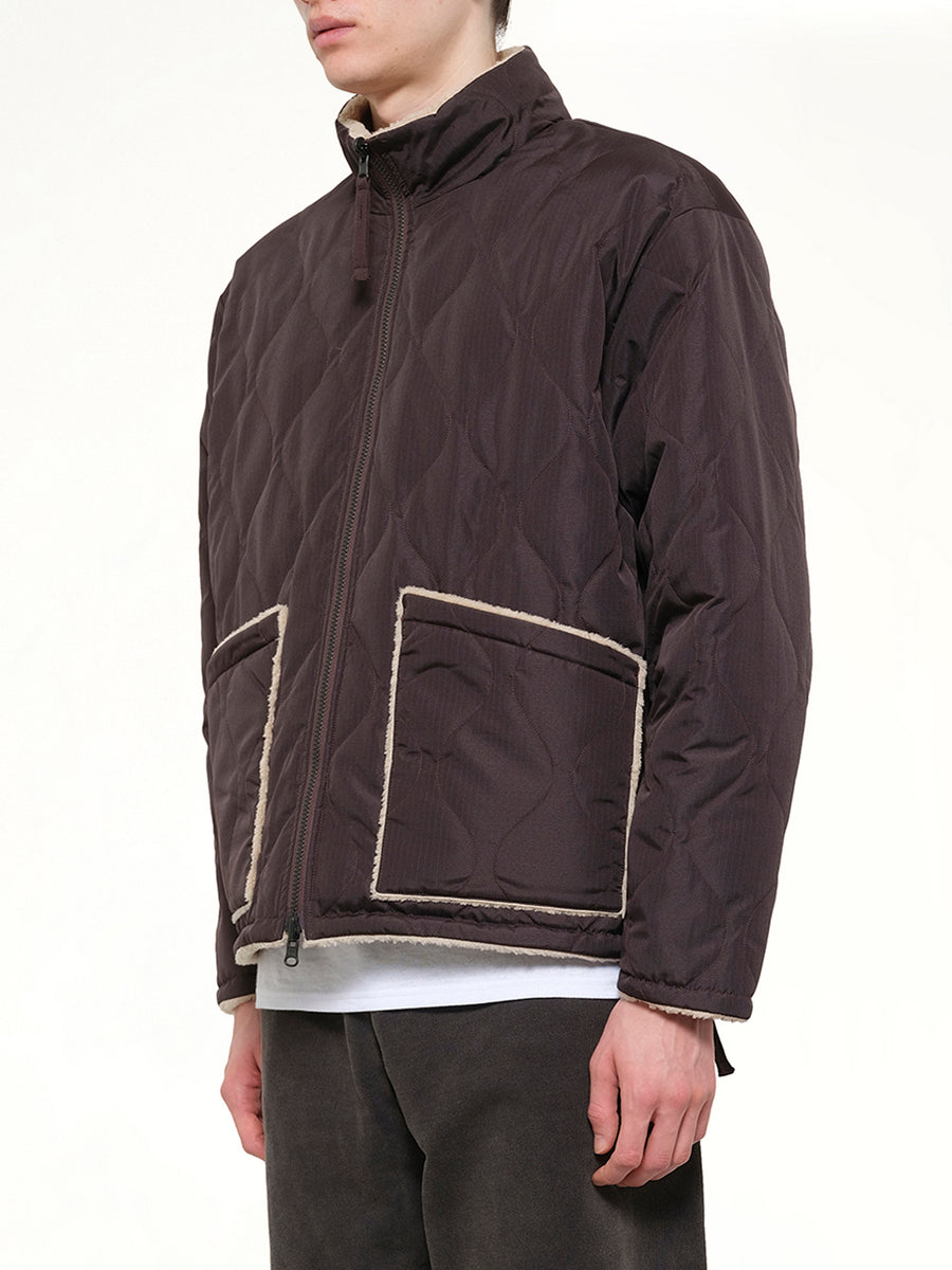 Military Reversible Down Boa Jacket in Dark Chocolate