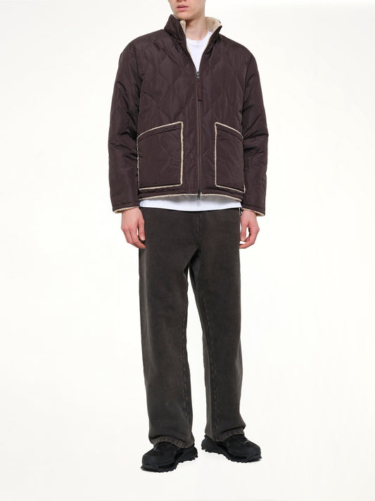 Military Reversible Down Boa Jacket in Dark Chocolate