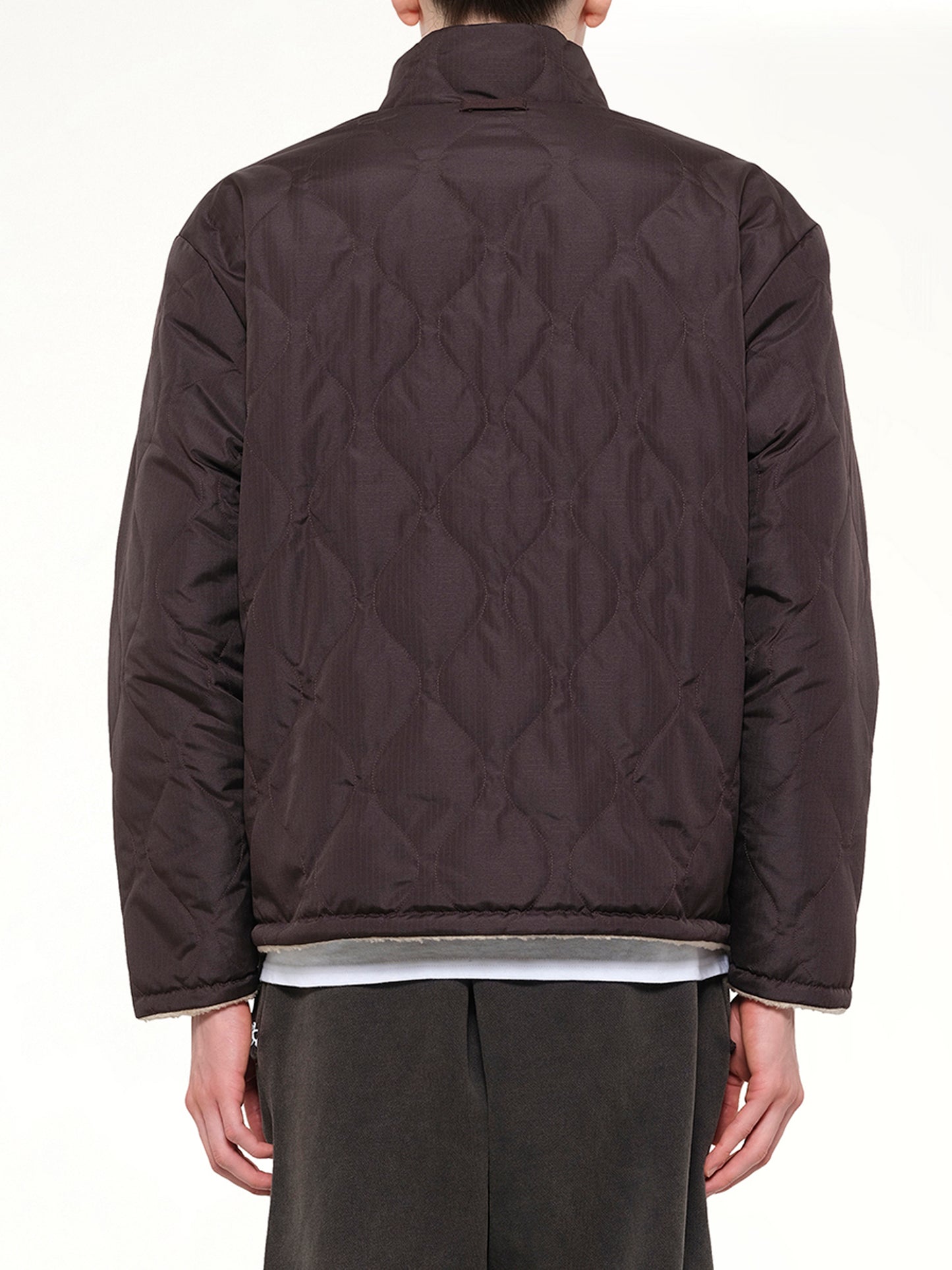 Military Reversible Down Boa Jacket in Dark Chocolate