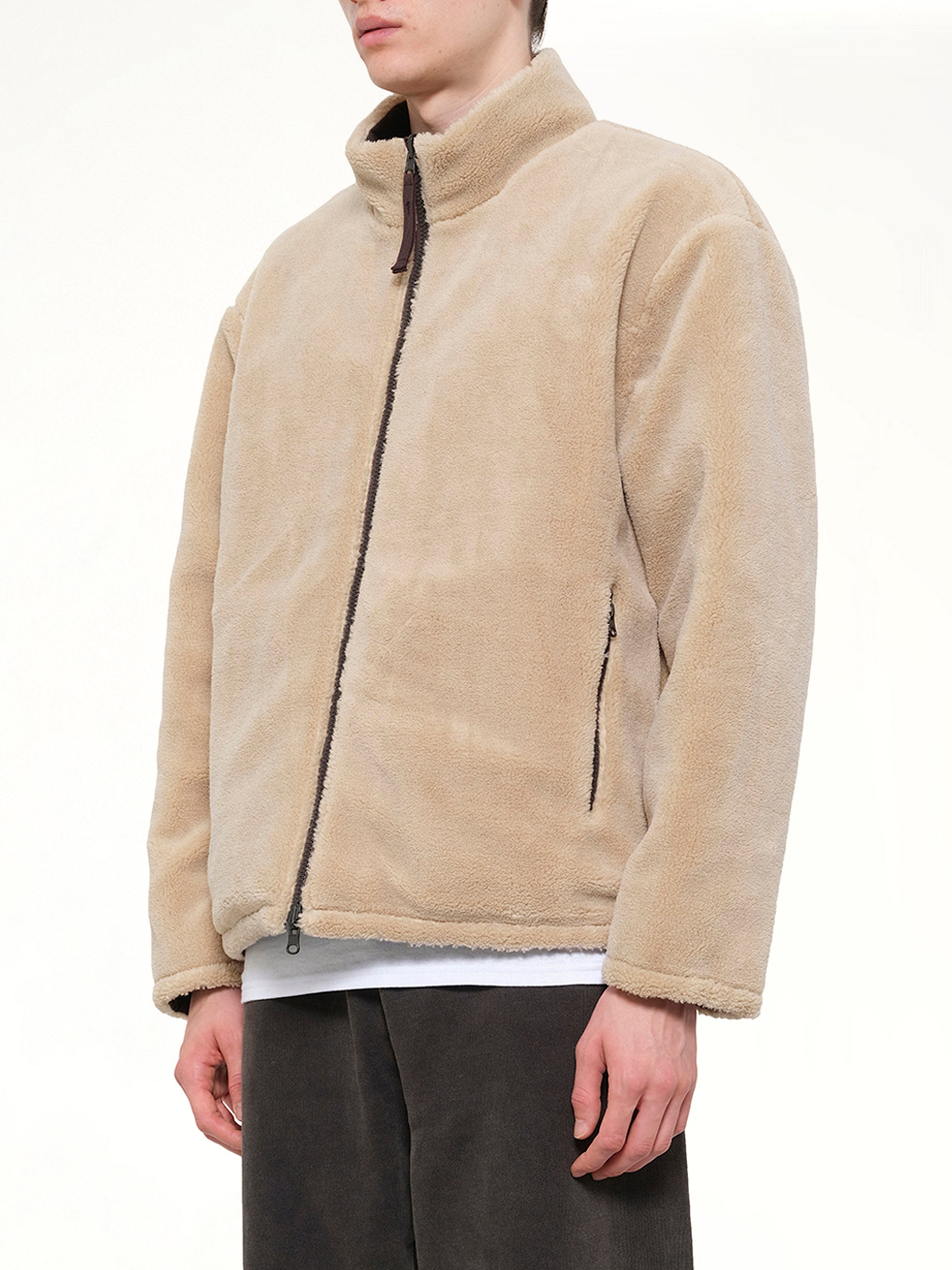 다크 초콜릿 밀리터리 양면 다운 보아 재킷