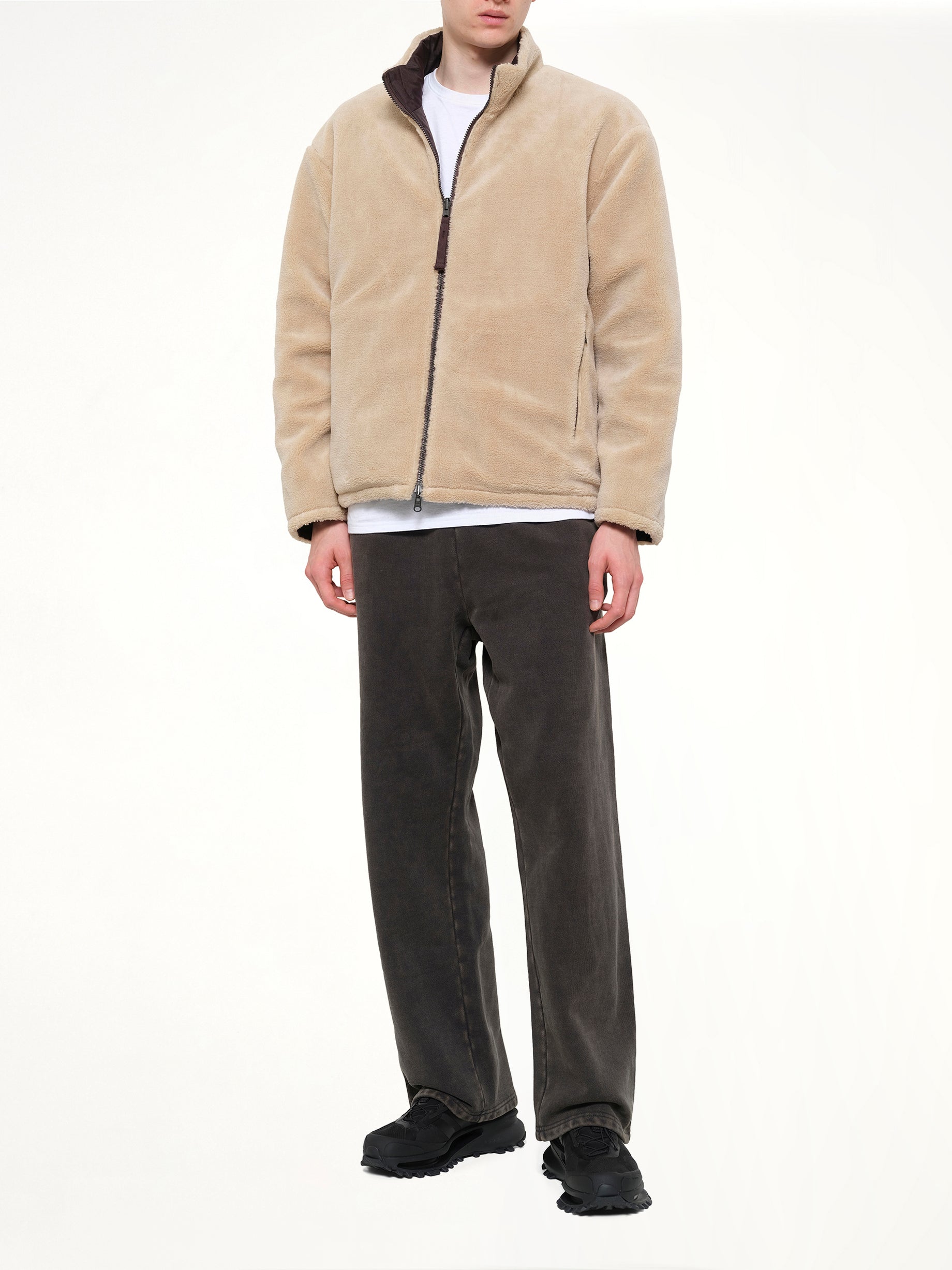 TAION Military Reversible Down Boa Jacket in Dark Chocolate from MARAIS