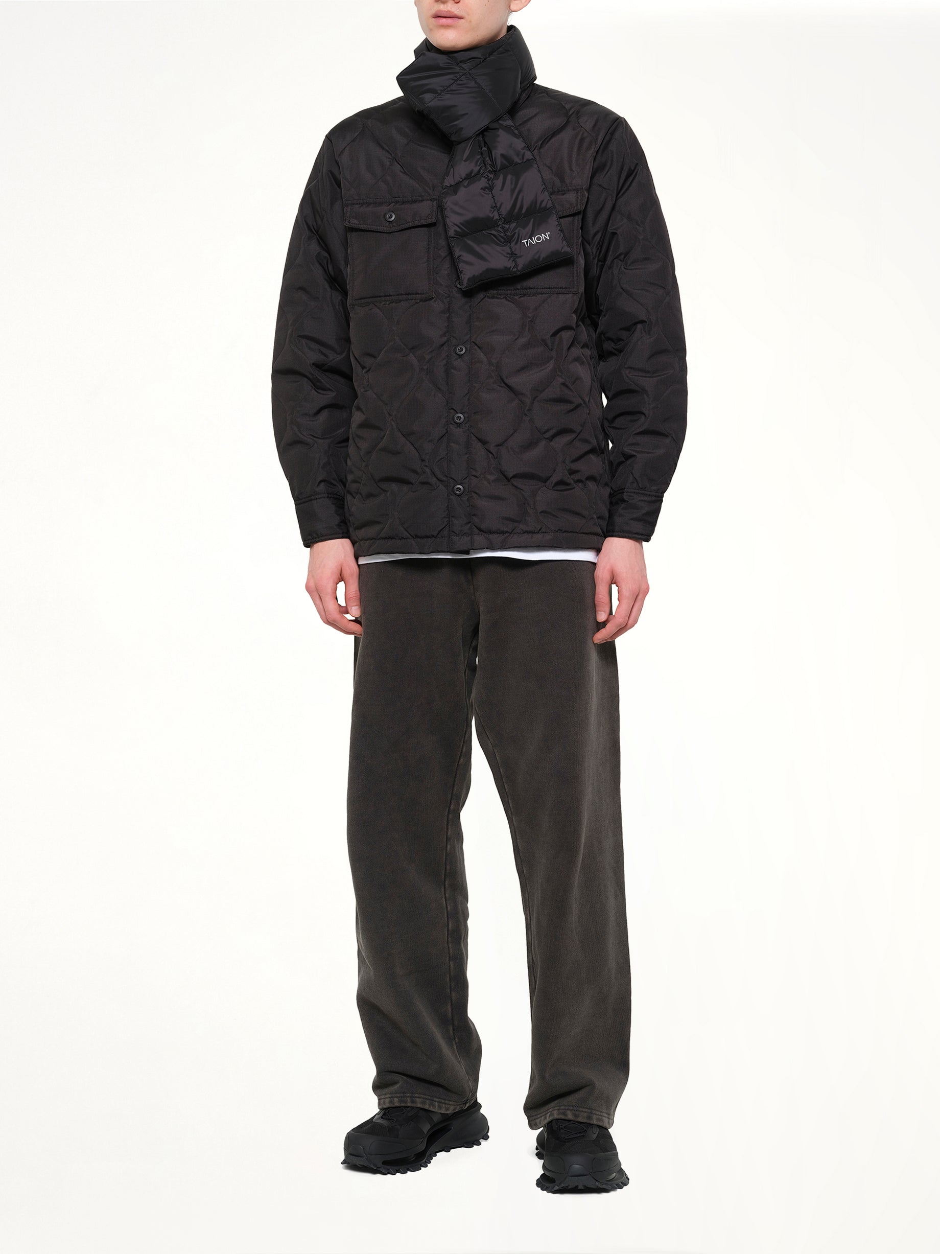 TAION Military Reversible Down Scarf in Black from MARAIS