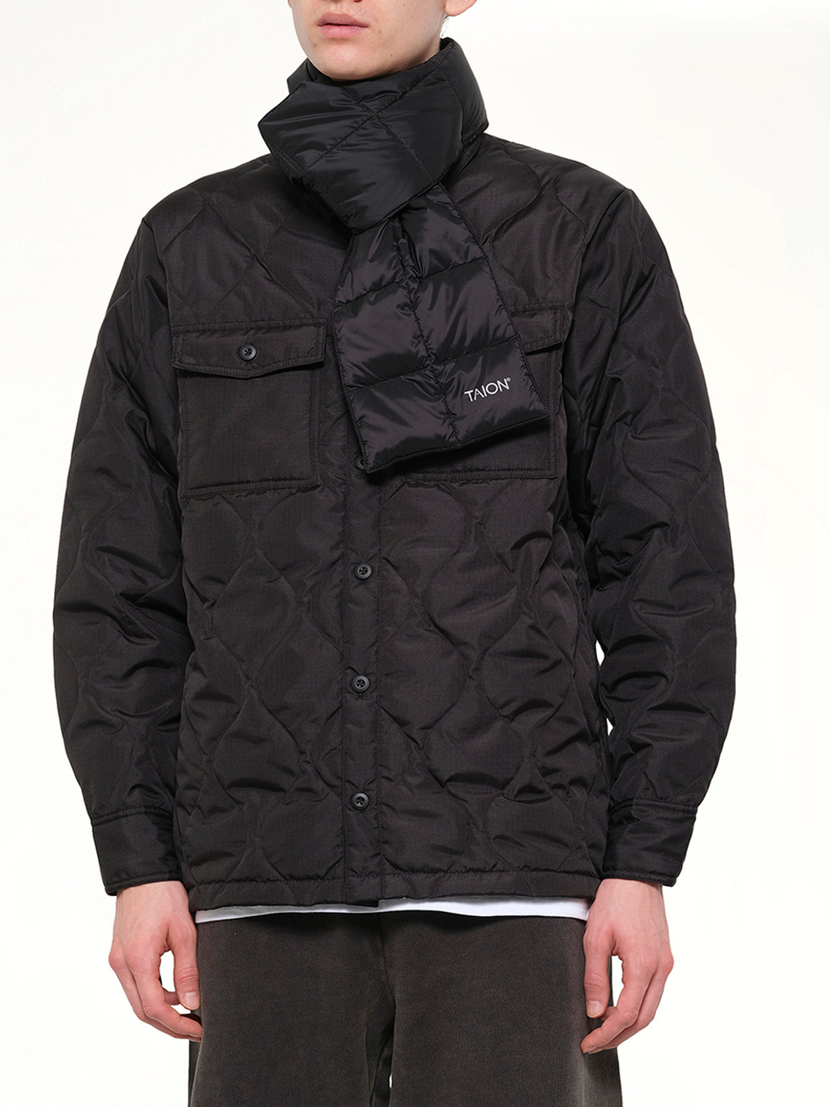 Military Reversible Down Scarf in Black
