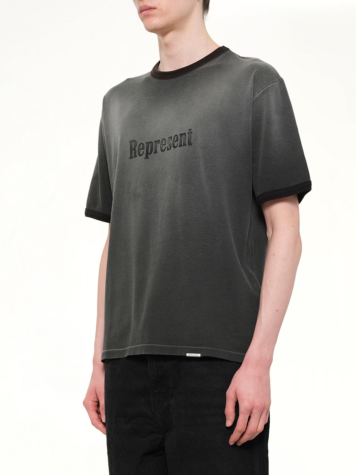 Represent Ringer T-Shirt in Stained Black