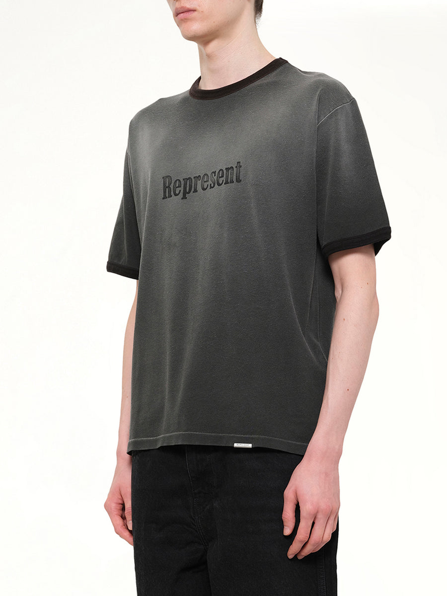 Represent Ringer T-Shirt in Stained Black