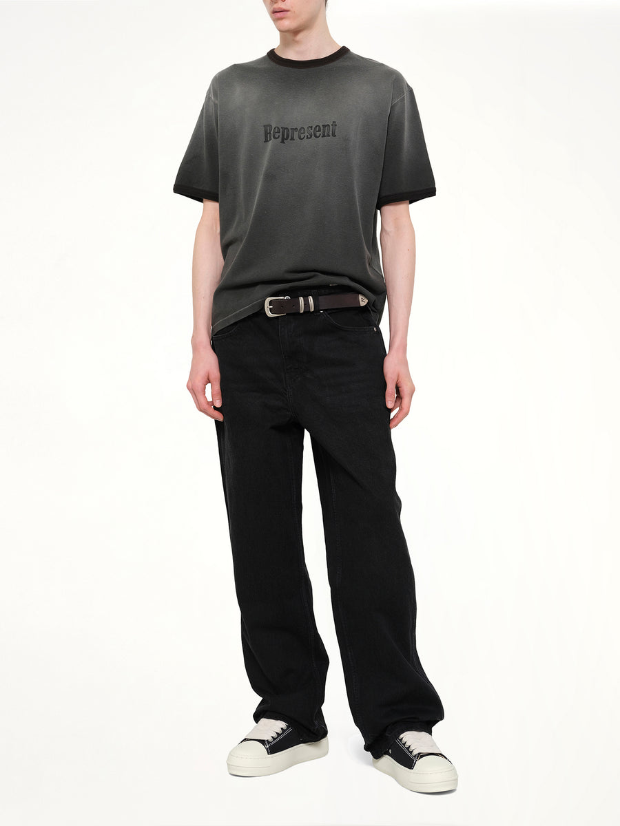 Represent Ringer T-Shirt in Stained Black