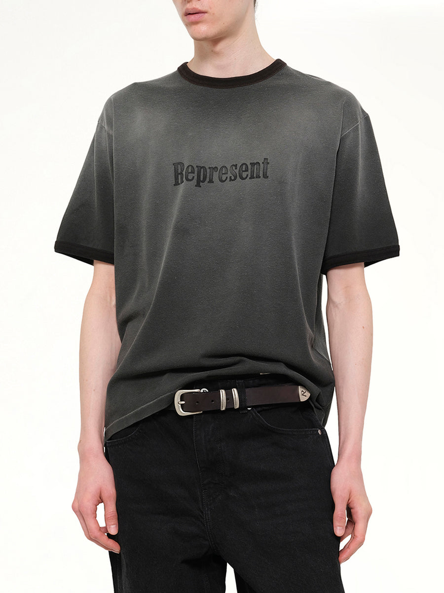 Represent Ringer T-Shirt in Stained Black