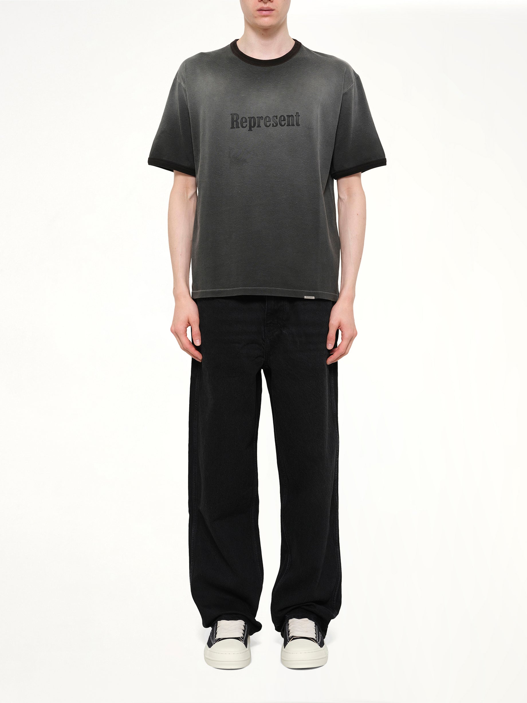 Represent Ringer T-Shirt in Stained Black