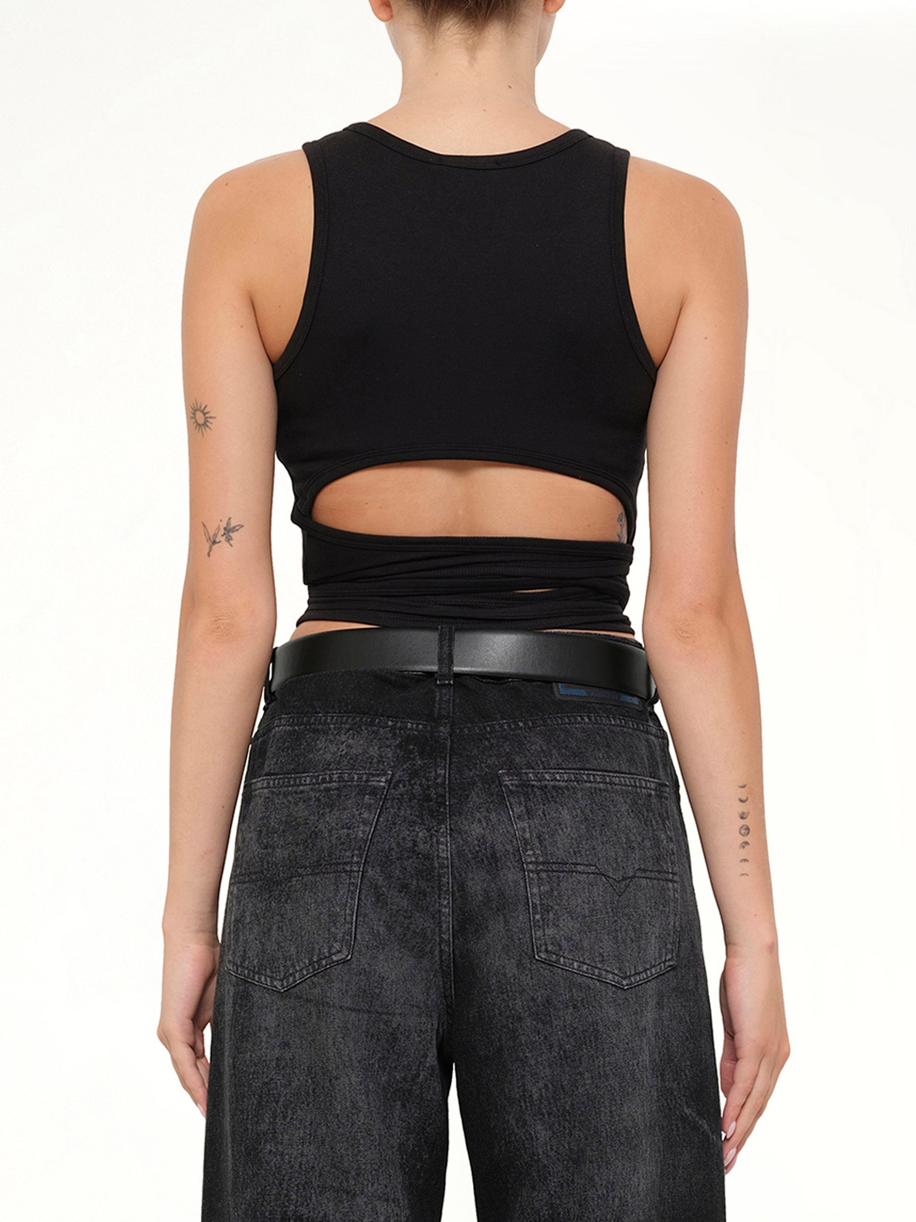 DIESEL , T-ANKY-TAIL-S1 Top in Black Back View from MARAIS