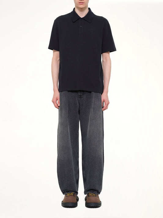 Tonal Anagram Polo in Navy Blue