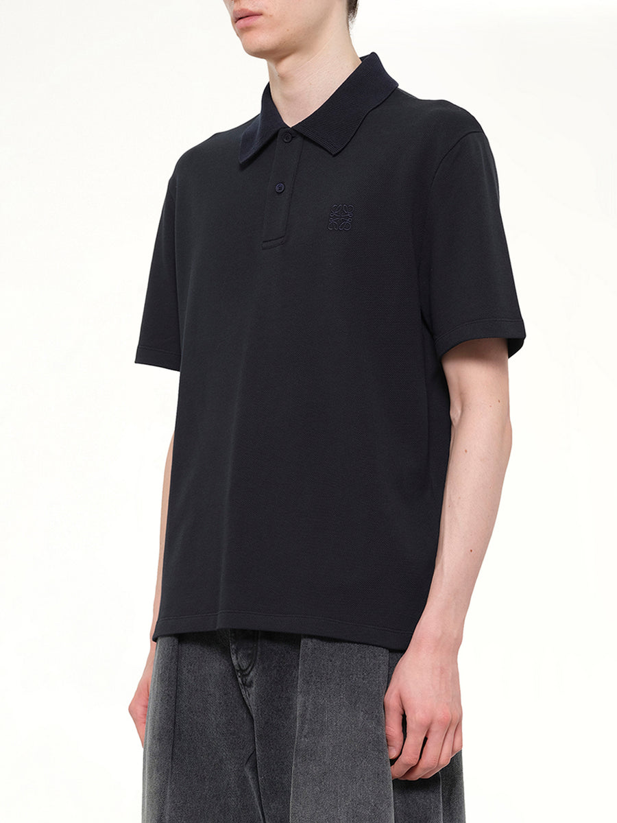 Tonal Anagram Polo in Navy Blue