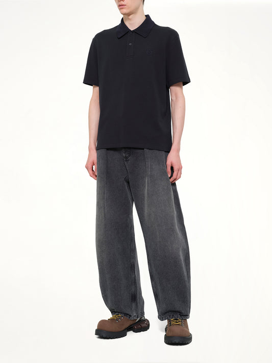 Tonal Anagram Polo in Navy Blue