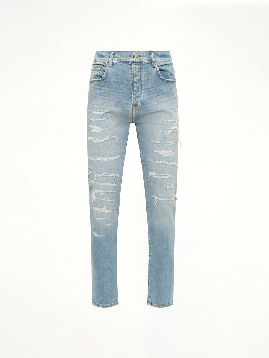 Amiri Repaired Slim Jean in Worn Slate