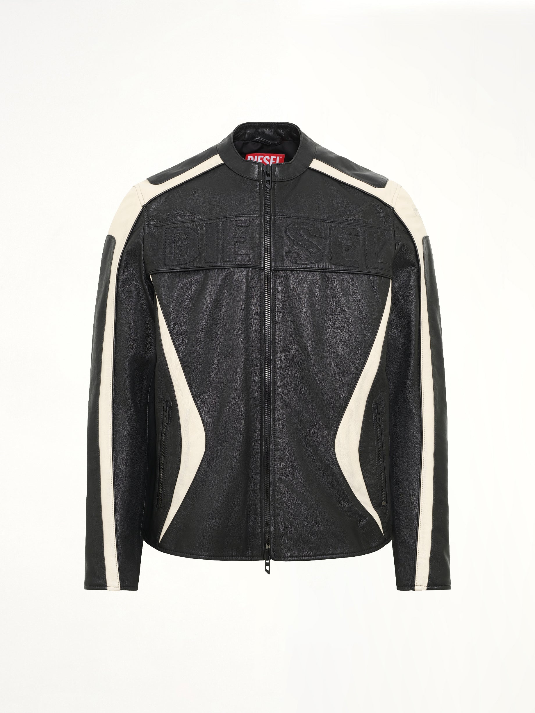 DIESEL L-ADAM Leather Jacket in Black Product Photo from MARAIS